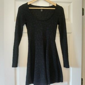 Long sleeve black lace fit and flare dress